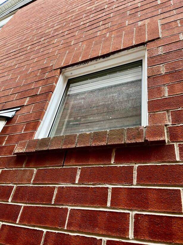 Dirty exterior window before cleaning