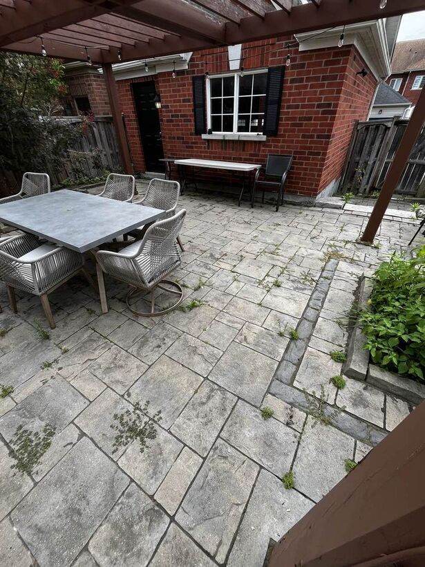Backyard stone patio